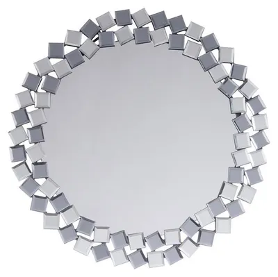 Imagen del producto de Espejo de Pared Redondo Mosaico en Plata y Gris