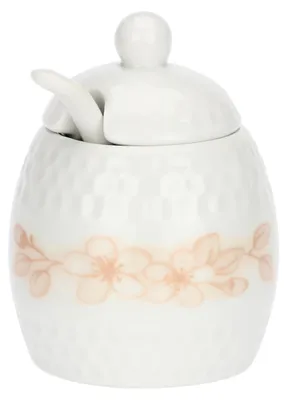 Produktbild von Mini-Zuckerdose mit Löffel - Porzellan - 50 ml - 6,8 x 9,5 cm