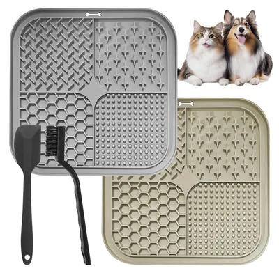 Leckmatte für Hunde mit Saugnäpfen, 2er-Set, 20x20 cm, BPA-frei