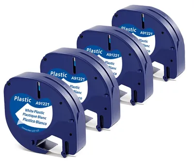 Produktbild von 4 Etikettenbänder für Dymo LetraTag - 12 mm x 4 m, Schwarz auf Weiß