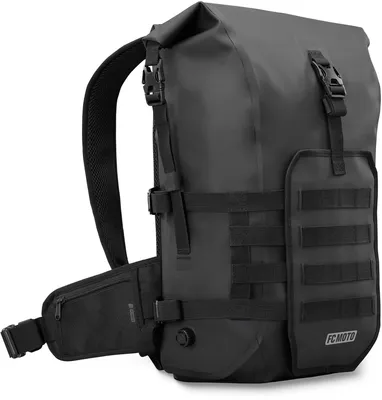 Imagen del producto de Mochila impermeable FC-Moto Ever-ST, tipo roll-top, 26 litros, color negro carbono