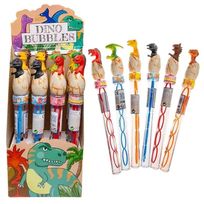 Produktbild von 12 Stück Dinosaurier Seifenblasen mit Figuren - ca. 140 ml