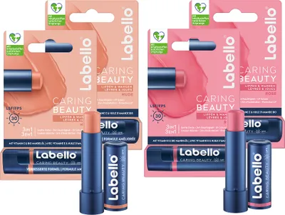Produktbild von Labello Lippenpflege Set CARING BEAUTY 2x NUDE + 2x ROSE