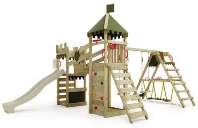 Produktbild von Kletterturm FATMOOSE RiverRun Royal XXL mit SurfSwing, salbeigrün/olivgrün