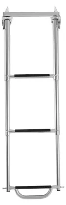 Produktbild von Marine Bootsleiter - 3-stufige teleskopische Unterplattform Badeleiter - 304 Edelstahl - Klappbar - Tragkraft 300 kg - Silber