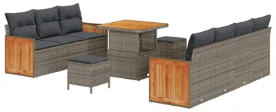 Produktbild von vidaXL Gartensofa-set mit Kissen 10 pcs Grau