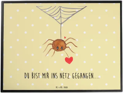 Produktbild von Mr. & Mrs. Panda Schreibunterlage Spinne Agathe Liebe - Gelb Pastell - Geschenk, Schreibtischauflage, schreibtischunterlage, Liebesbeweis, Verliebt, Tischschoner