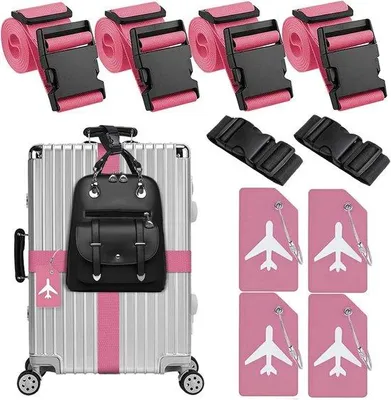 Produktbild von Kofferriemen-Set - flexibel und auffällig - 4 Stück - rosa