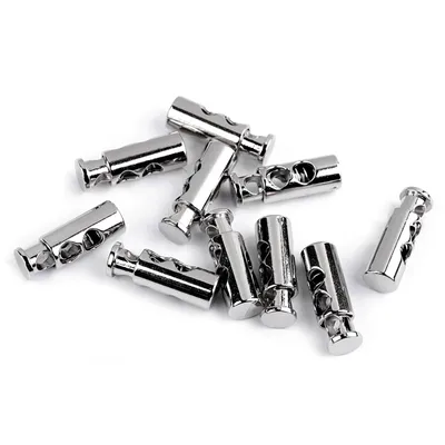 Produktbild von 4 Stück Kordel-Stopper aus Metall Kordelklemmen für Bekleidung Taschen Variantenwahl, Farbe:Variante 3 | silber, Größe:3 mm | 7 x 23 x 7 mm