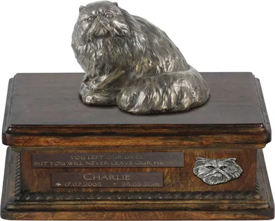 Produktbild von Perserkatze - Urne für Katzenasche, personalisierte Urne mit Statuette, hölzerne Urne mit Katze der Marke Art-Dog