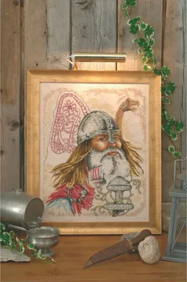 Produktbild von Permin Kreuzstich Stickpackung "Goldbär/Wikinger", Zählmuster, 40x50cm, 70-6100