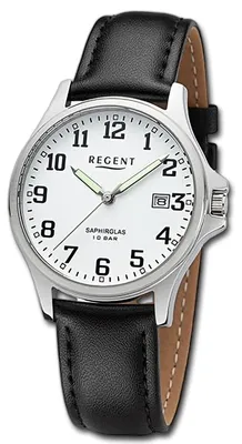 Produktbild von Regent Lederarmband Herren Uhr Armbanduhr Analog Leder schwarz D3URF1432