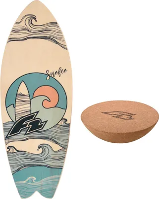 Produktbild von F2 Balance Board Korkrolle Halbkugel Balanceboard Holz Kinder Erwachsene Surfen - Inhalt: Surfer(76cm) + Halbkugel