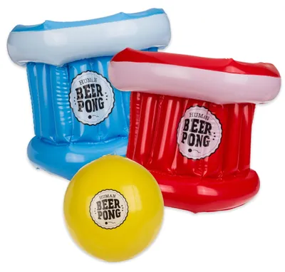 Image de Inovra - Jeu de bière-pong humain - Chapeaux gonflables - Jeu de fête - Pour fêtes en extérieur ou en intérieur - Inclus 1 balle - Jeu de fête