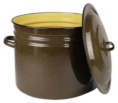 Produktbild von Emaille Topf 40L Kochtopf Suppentopf Einkochtopf Induktion Gastro Braun + Deckel