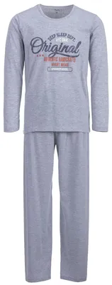 Produktbild von Pyjama Set Langarm - Original Authentic Nightwear, Farbe:grau, Größe:L