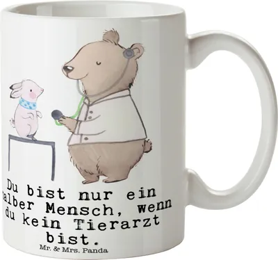 Produktbild von Mr. & Mrs. Panda Tasse Tierarzt Herz - Weiß - Geschenk, Trinkbecher, Kaffeebecher, Keramikbecher, Teetasse, Kaffeetasse