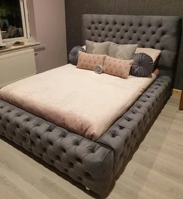Immagine prodotto di Letto matrimoniale moderno di design 180x200 cm imbottito in tessuto e legno camera da letto