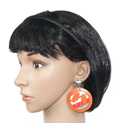 Produktbild von Flower Power Hippie Peace-Zeichen Ohrclipse (Orange)