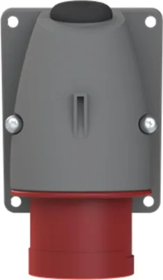 Imagen del producto de Conector de pared Amphenol, 16 amperios, CEE, 4 polos (3P+PE), con borne macho, codificación 6h, color rojo, 380/415V, frecuencia 50 y 60Hz - 1 unidad