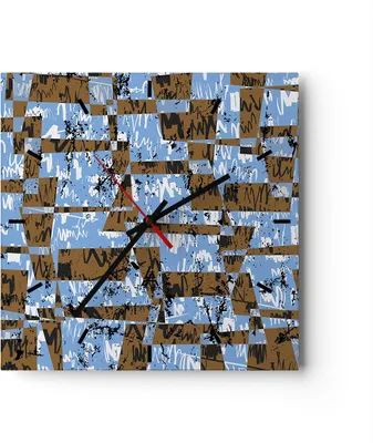 Produktbild von Wanduhr - Quadrat - Glasuhr - Abstraktion modern - 30x30cm - Schleichendes Uhrwerk - Lautlos - zum Aufhängen bereit - Dekoration Modern - Wanddekoration aus Glas - C3AC30x30-3729