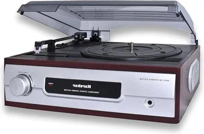 Immagine prodotto di Giradischi retrò in vinile argentato con altoparlanti