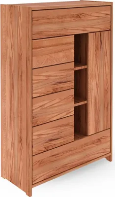 Produktbild von Kommode Zigo aus Kernbuche massiv 90x41x140 mit 6 Schubladen 1 Tür 3 Fächern