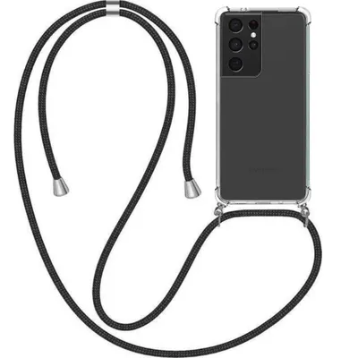 Obrázok produktu pre Puzdro na mobilný telefón vhodné pre Samsung Galaxy S21 Ultra s retiazkou a nárazníkom - Zadný kryt TPU odolný proti nárazom s popruhom - Smartphonica