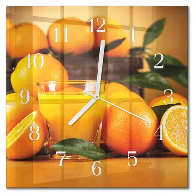 Produktbild von Tulup Glasuhr Wanduhr Küchenuhr Echt-Glas 30x30 cm Modern Dekorativ Geräuschlos Weiße Zeiger - Orangen