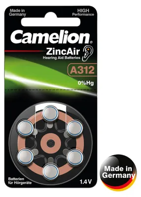 Immagine prodotto di Batteria per apparecchi acustici Zincair A312 Camelion 6 pz