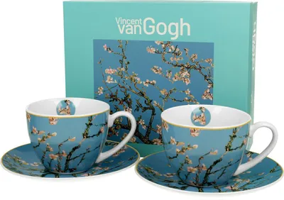Image de Duo | Set de tasses à café - 2 pièces - 250 ml - Van Gogh fleur d'amandier - Design élégant - Porcelaine de haute qualité