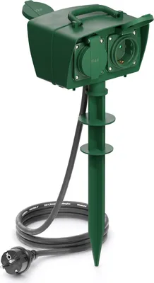 Produktbild von deleyCON 4 Fach Outdoor Steckdose mit Erdspieß Stromverteiler Außenbereich 4x Schutzkontakt Buchse Kindersicherung IP44 Spritzwassergeschützt Witterungsbeständig Garten Terrasse Beet 1,4m Kabel