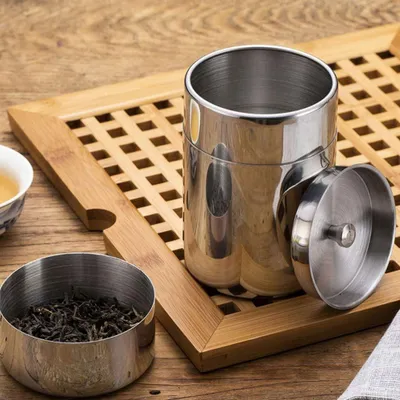 Theebehälter luftdicht 550 ml Edelstahl Doppeldeckel