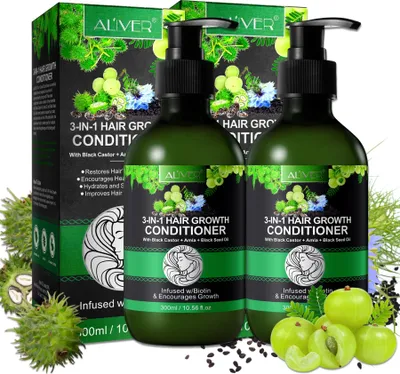 Produktbild von Haarspülung Haar Conditioner Haarpflege 3-in-1 mit Rizinusöl Amlaöl Schwarzkümmelöl, 2x 300ml