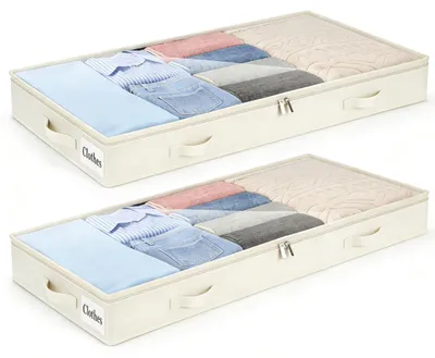 Unterbett-Aufbewahrungstaschen, 2 Stück, 10 cm hoch, transparent
