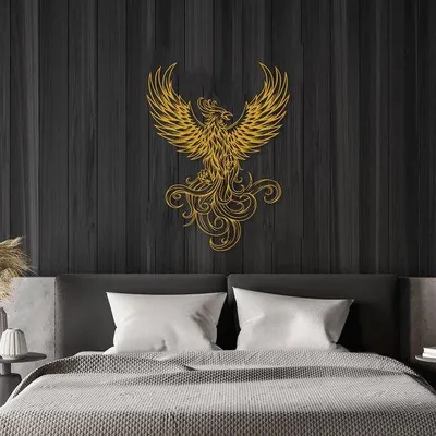 Image de Décoration murale 3D en métal doré, 70 x 38 cm