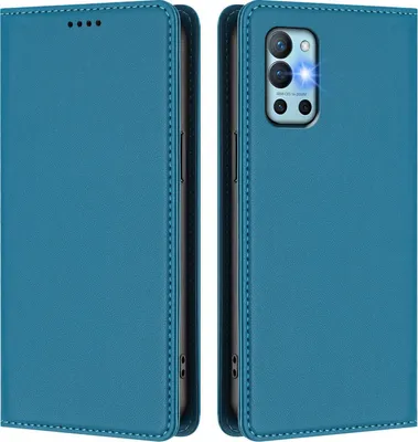 Produktbild von Handyhülle für OnePlus 8T /OnePlus 9R, Kunstleder Klapphülle Stoßfeste Magnetische Hülle mit Ständer Blau
