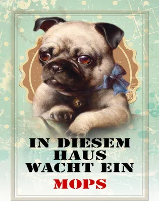 Produktbild von vianmo Holzschild 40x30 cm Hund in diesem Haus wacht ein Mops