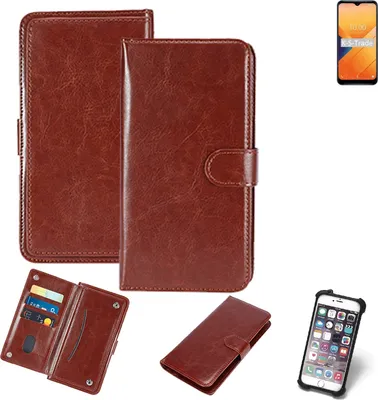 Produktbild von K-S-Trade 360° Hülle kompatibel mit Wiko Y81 braun Kunstleder Case BookCase WalletCase Kunstlederederhülle Handyhülle, Rundumschutz Bumper (1x)