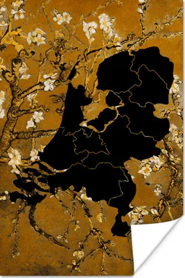 Produktbild von MuchoWow® Poster Karte - Niederlande - Blumen 80x120 cm - Papierdruck
