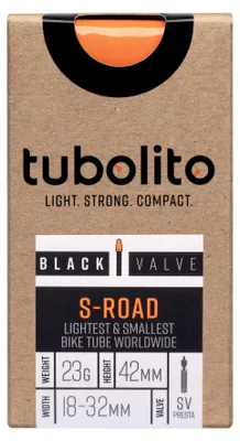 Zdjęcie produktu dla Wewnętrzna dętka Tubolito S-road, zawór Presta, 80 mm, pomarańczowa, rozmiar 700C / 18-28, pomarańczowa