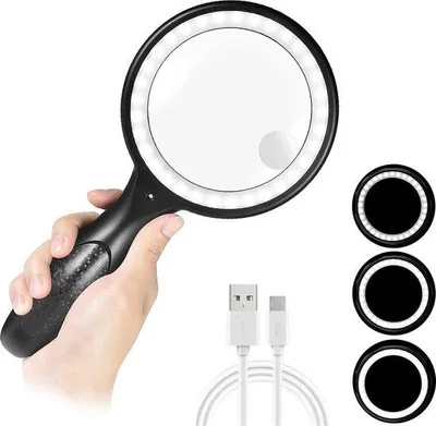 Immagine prodotto di Lente d'ingrandimento LED 30x33 con luce e caricatore USB per anziani