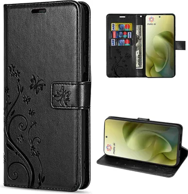 Produktbild von Hülle Motorola Moto G86 Handyhülle mit [Standfunktion][Kartenfächern] in Schwarz