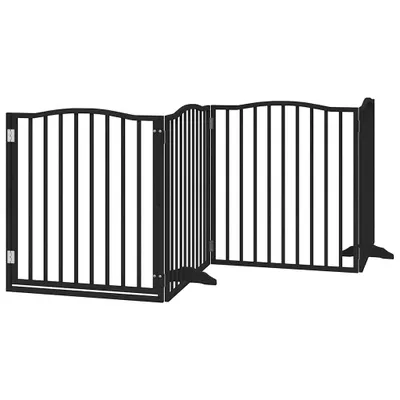 Immagine prodotto di vidaXL Cancelletto per cani 4 pezzi con porta pieghevole nero 320 cm in legno di pioppo