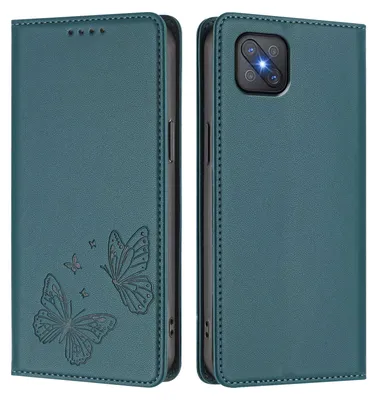 Obrázek produktu pro Kožené pouzdro pro Oppo A92s, motýlí ražbou, peněženkové flip pouzdro se stojánkem Zelená