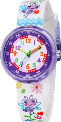 Produktbild von Farbenfrohe Story Kinderuhr in Weiß/Violett – Perfekt für kleine Schulkinder KP11393