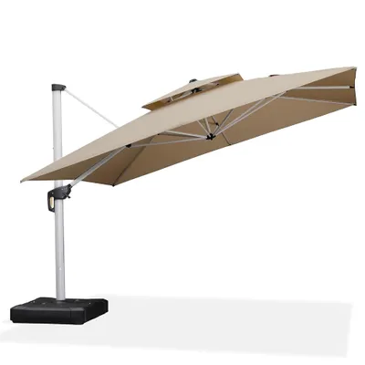 Produktbild von PURPLE LEAF Ampelschirm Rechteckiger 270 x 365 cm Sonnenschirm Groß Stabil Terrassenschirm 360°Rotation, für Garten,Terrasse, Pool Sonnenschutz ,Beige