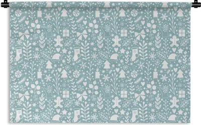 Produktbild von MuchoWow® Wandteppich Wandbehang Winter - Schnee - Muster - Weiß 150x100 cm Tapisserie Dekoration Wandtuch - Waschbar - Tapisserien - Wand-Decke