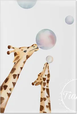 Produktbild von TPFLiving Kunstdruck LW-1309 (OHNE RAHMEN) Poster - Leinwand - Wandbild - Hochauflösender Giclée-Druck, langlebig und hochwertig - Mond Luftballon, Heißluftballon, Hase, Giraffe-  - Größe: 21x30cm