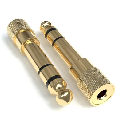 Produktbild von 2x Klinke Adapter 3.5mm auf 6.35mm verGoldete Stecker Aux Stereo Audio